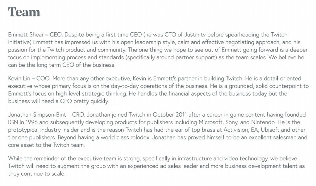 Investment Committee Memos - Twitch
Deal Memo
VC Investment Memo Template
