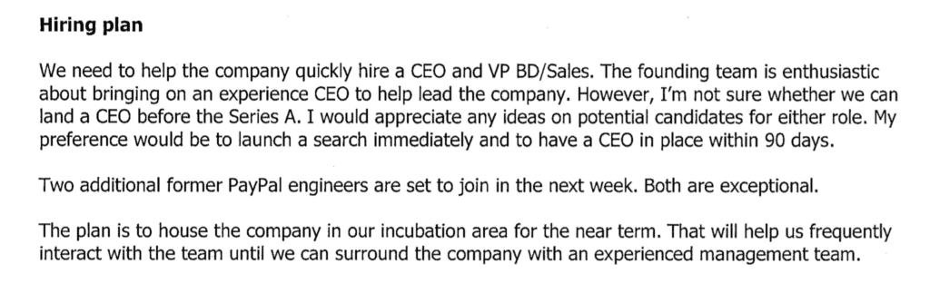 Investment Committee Memos - YouTube Hiring plan